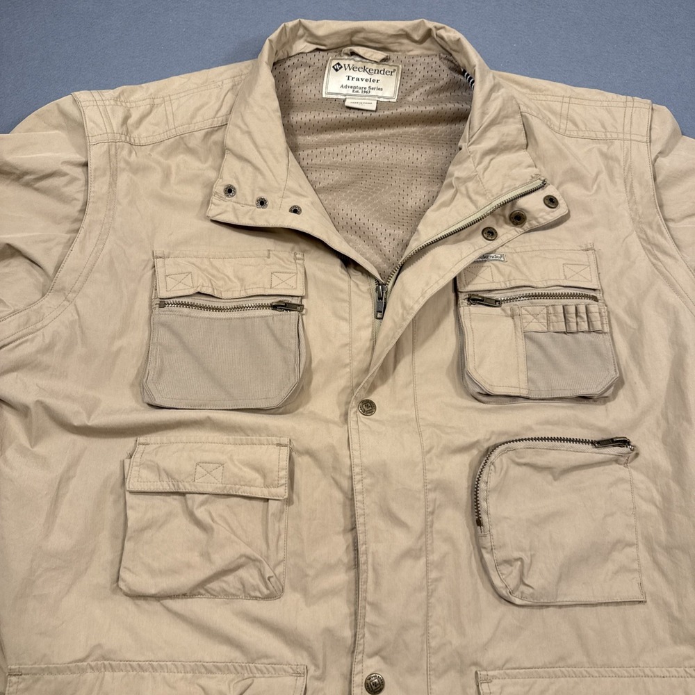 JACKET VEST Weekender Traveler MENS XL  Beige Travel Convertible Correspondent